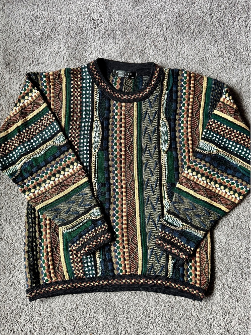 Protege Collection Vintage Style Multicolor Patterned Sweater Medium
